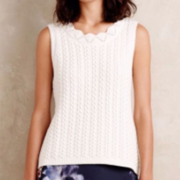Anthropologie Sunday In Brooklyn Tops - Anthropologie Knit Sleeveless Tank Scalloped L